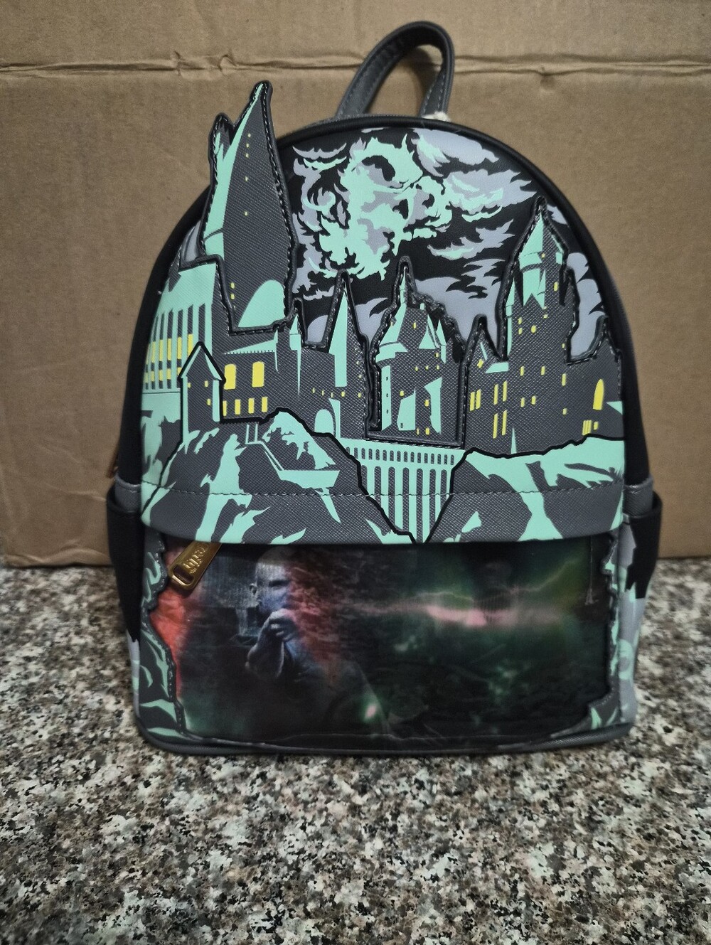 Harry Potter Loungefly Backpack Mint & Black Illustrated Castle.